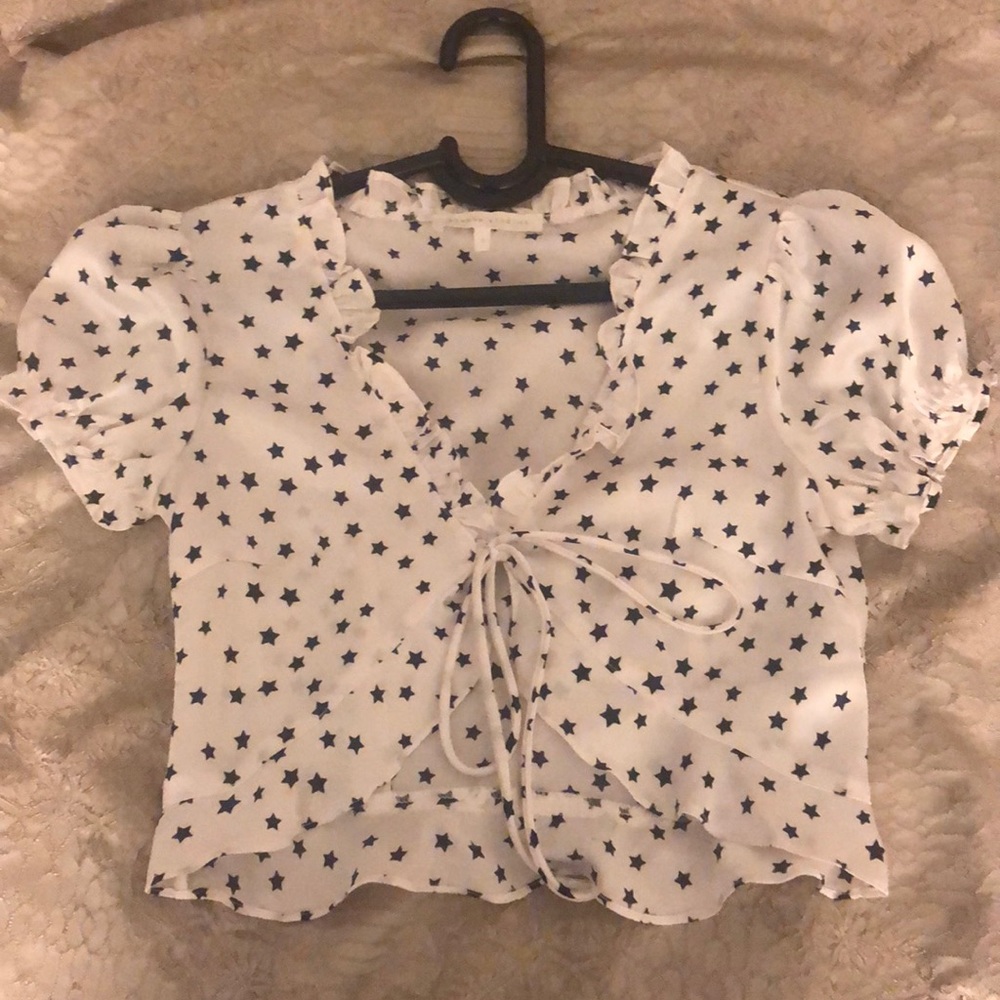 Cute white star crop top